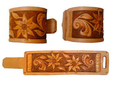 carved wristband with floral ornament